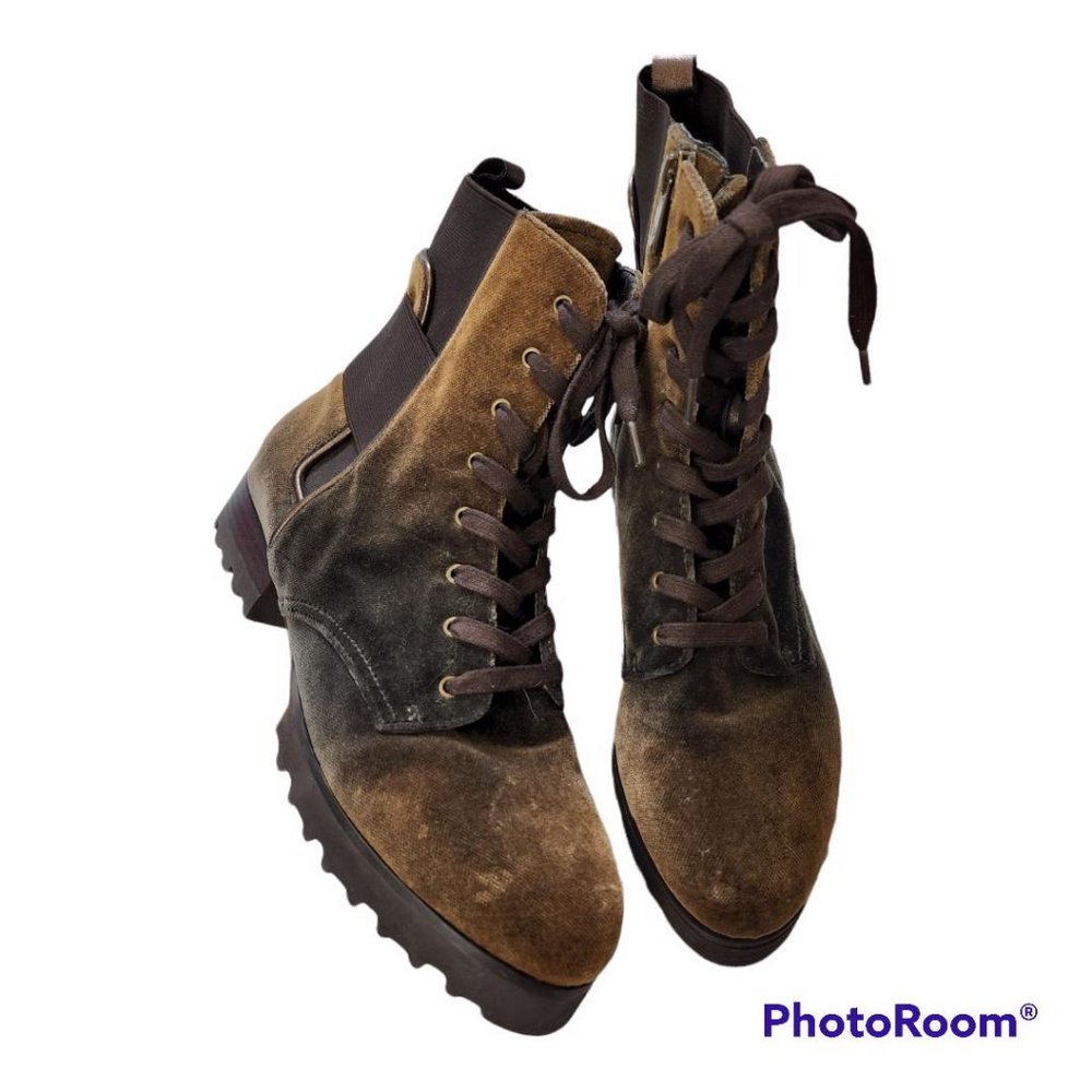 esa velour combat boot donald pliner cocoa degrade sz 8M